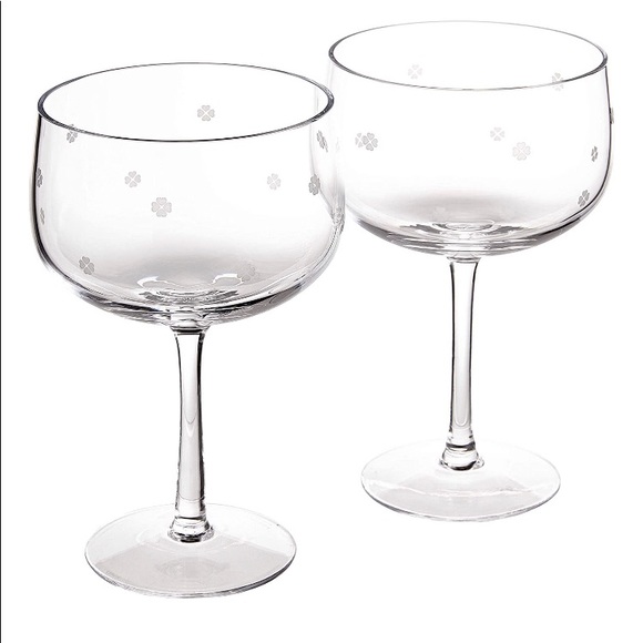 Kate Spade New York x Lenox Spade Clover 2 Piece Coupe Glass Set 1.25 LB Clear - Picture 2 of 7